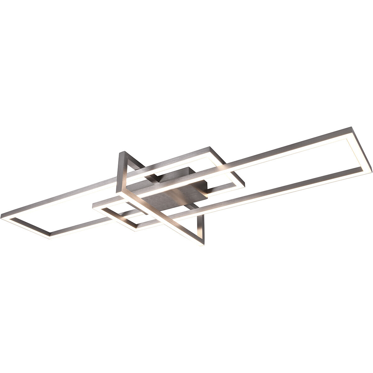 BES LED LED Plafondlamp - Plafondverlichting - Trion Salana - 34W - Warm Wit 3000K - Rechthoek - Mat Nikkel - Aluminium