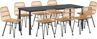 vidaXL Tuinstoel set van 2 natuurlijke en zwarte stoelen met rotanlook, stalen frame, comfortabele stoelen voor terras, balkon, eetkamerstoelen, elegant, uv-bestendig