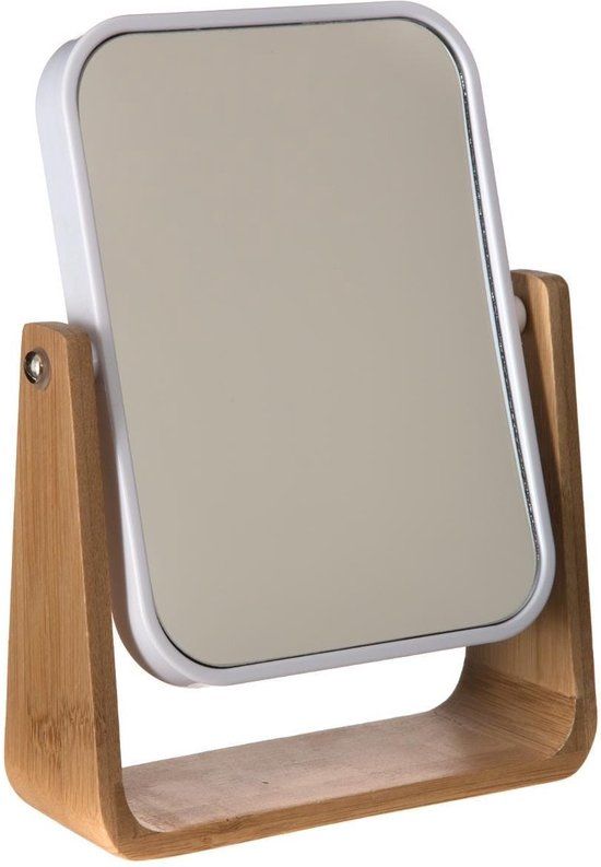 Dubbele make-up spiegel/scheerspiegel op voet 16 x 6 x 22 cm wit