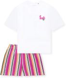 SCHIESSER Meisjes pyjama kort Gestreept Katoen Wit 164