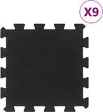 vidaXL Rubbertegels 9 st 16 mm 30x30 cm zwart