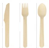 Dailygoods Couverts jetables 300 pièces Fourchettes Cuillères Couteaux en bois
