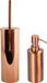 MSV Porte-brosse WC avec support 40 cm/distributeur de savon 260 ml set de salle de bain Doha - acier inoxydable - cuivre