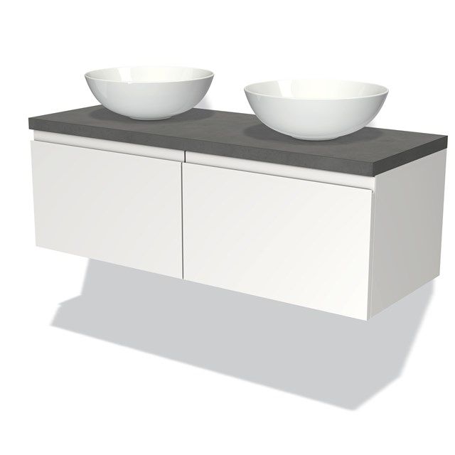 Maxaro Badkamermeubel Modulo Plato 120cm Mat Wit - Donkergrijs Beton