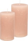 Ensemble de bougies coniques/cylindriques - 2x - taupe - modèle rustique
