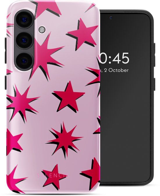 Selencia Hoesje - Geschikt voor Samsung Galaxy S24 - Backcover - Stars Rubine Red Light Pink