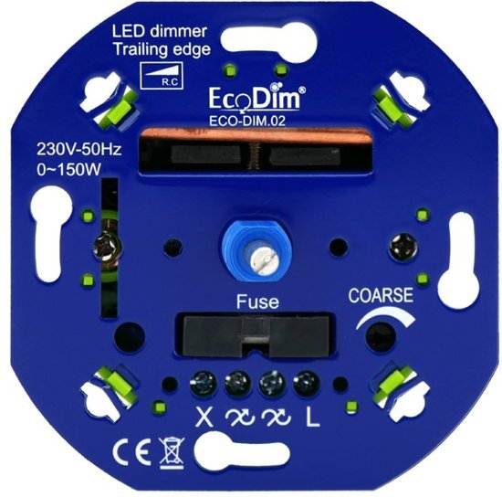 EcoDim LED Dimmer Inbouw - Fase Afsnijding 0-150W Druk- draai schakelaar Draaidimmer voor LED Lampen 100% Stil