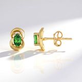 Cavill - Ovale Lemshuku Tsavoriet Oorbellen - 925 Sterling Zilver Verguld - 0,51 Ct Groene Edelsteen
