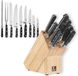 V Sabatier Bloc à couteaux avec set de couteaux - 10 pièces - Bois massif