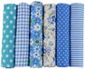 aufodara 6 stuks 50 cm x 50 cm Natuurlijke Katoenen Stof Pakket, Modieus Patroon Decoratieve Katoen Doek voor Naaien, Quilten, Kleding maken, Craft, Decoratie, Handwerk (Blauw)