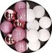 Billiet - Vanlaere 24x pièces boules de Noël en plastique mélange de rose et blanc 6 cm