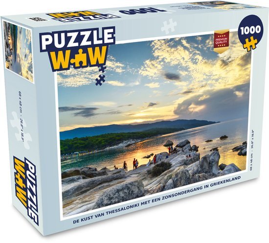 MuchoWow Puzzel De kust van Thessaloniki met een zonsondergang in Griekenland - Legpuzzel - Puzzel 1000 stukjes volwassenen - Sinterklaas cadeautjes - Sinterklaas voor grote kinderen