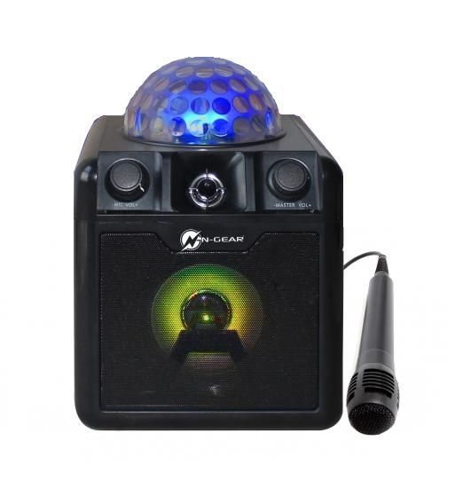 N-GEAR Disco Block 410 - Draagbare Bluetooth Speaker - Karaoke Set - Party Box met Verlichting - Zwart