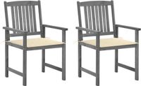 vidaXL Fauteuils de jardin 2 pcs avec coussins bois d'acacia massif gris