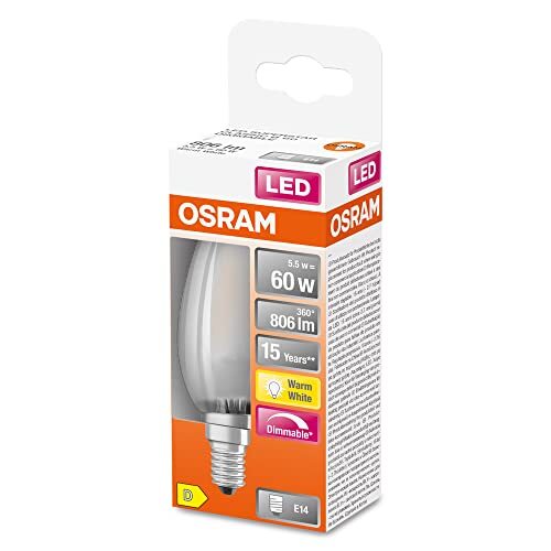 OSRAM Lamps OSRAM Superstar dimbare LED lamp met bijzonder hoge kleurweergave (CRI90), E14-basis matglas ,Koud wit (4000K), 470 Lumen, substituut voor 40W-verlichtingsmiddel dimbaar, 1-Pak