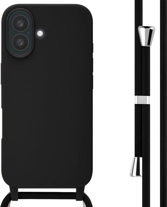 imoshion Siliconen hoesje met koord voor de iPhone 16 - Zwart