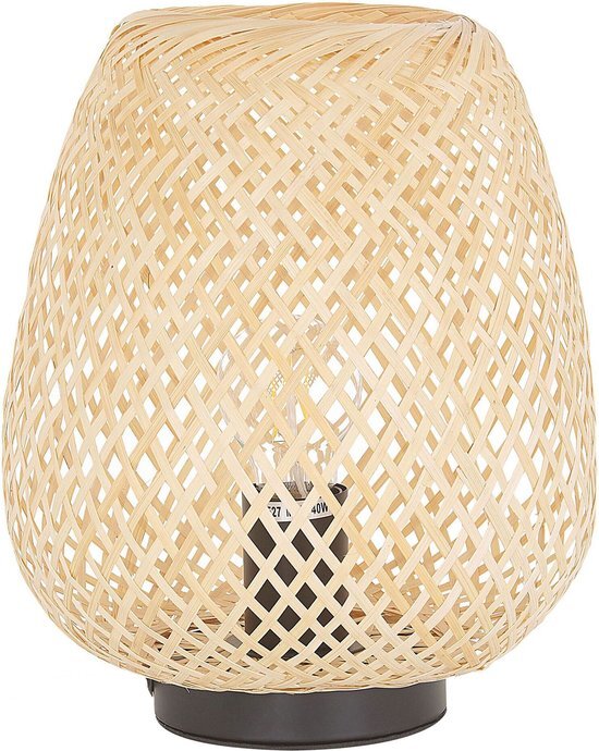 Beliani bomu - tafellamp-lichte houtkleur-bamboehout