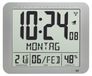 Radio-réveil numérique avec indicateur de climat intérieur, affichage du jour de la semaine en 10 langues, 2 alarmes, couleur argent