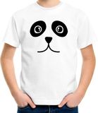 Bellatio Decorations Panda / pandabeer gezicht - Verkleed t-shirt - wit - voor kinderen - Carnaval fun shirt - kleding / kostuum - dieren 146/152