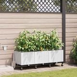 vidaXL Plantenbak met Klimrek en Wielen 3 st Wit PP