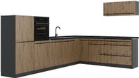 Vicco Hoekkeuken R-Line, Artisanaal eiken/Antraciet, 327 x cm antraciet werkblad