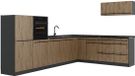 Vicco Hoekkeuken R-Line, Artisanaal eiken/Antraciet, 327 x cm antraciet werkblad