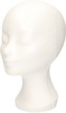 Merkloos Faram Party Paspop display etalage hoofd/mannequin - 30 cm - piepschuim - wit - voor hoeden/pruiken/accessoires