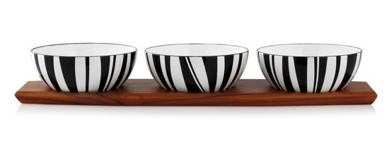 Cathrineholm CA 027499 Zwart / wit Stripes Snackset S