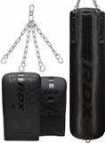 Rdx sports RDX Boksset F6 KARA - Bokszak 150 cm Kunstleer met 12oz Bokshandschoenen PU en Ketting - Zwart