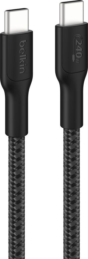 Belkin USB-C naar USB-C gevlochten kabel 240 W – 2 m –zwart