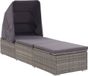 Prolenta Maison Exclusive - Ligbed met zonnescherm en kussens, gemaakt van polyrotan, kleur grijs