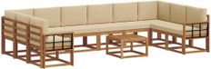 vidaXL - Salon de jardin en acacia - Naturel et beige - 10 places