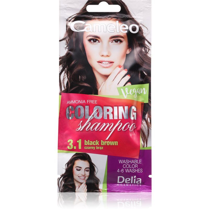 Delia Cosmetics Cameleo Coloring Shampoo Black Brown Quick and Easy Color Refreshing Washable Coloring Tone In Tone 40ml 3.1
