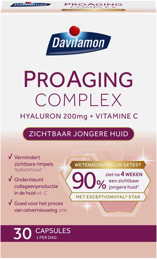 Davitamon Pro Aging Complex - Zichtbare huidverzorging van binnenuit - formule met hyaluronzuur, vitaminen en mineralen - 30 capsules