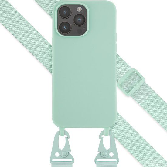Selencia iPhone 14 Pro Max Hoesje met Koord - Turquoise
