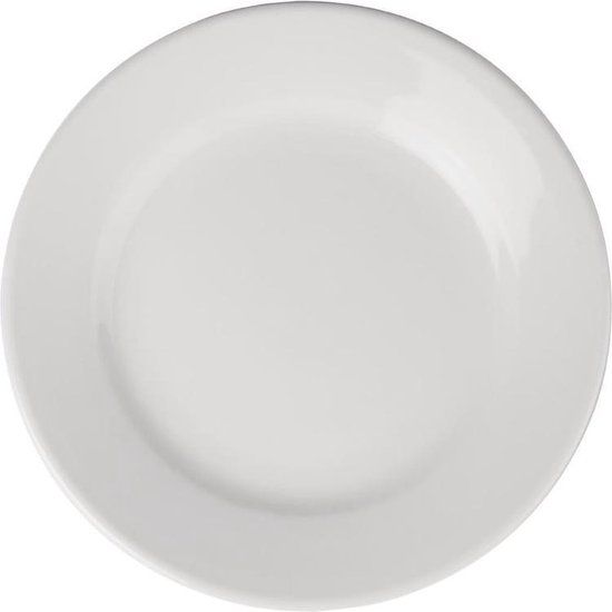 Athena bord brede rand 20 cm - Porselein - Multicolor - Rechthoek - 12 stuks