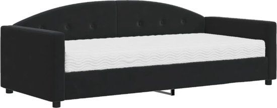vidaXL Slaapbank met matras fluweel zwart 90x190 cm