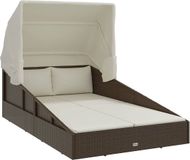 vidaXL Ligbed met inklapbaar dak 200x114x128 cm poly rattan bruin