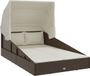 vidaXL Ligbed met inklapbaar dak 200x114x128 cm poly rattan bruin