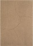 Ayyildiz Timber – Japandi Boogpatroon Beige met Sisal-Look – Binnen & Buiten Vloerkleed – Laagpolig – 140x200 cm