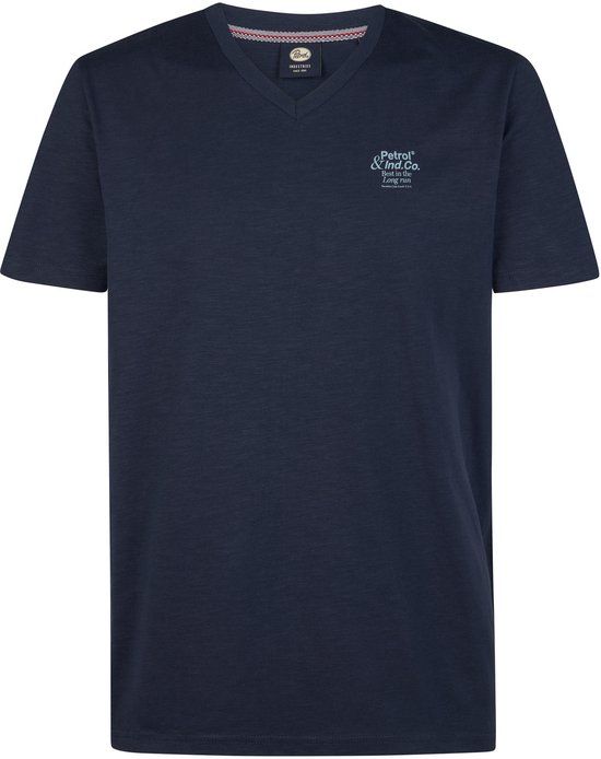 Petrol Industries Heren T-shirt met V-hals Brisa - Blauw - Maat M