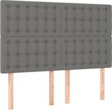 vidaXL Hoofdbord Donkergrijs Stof 144x5x118/128 cm