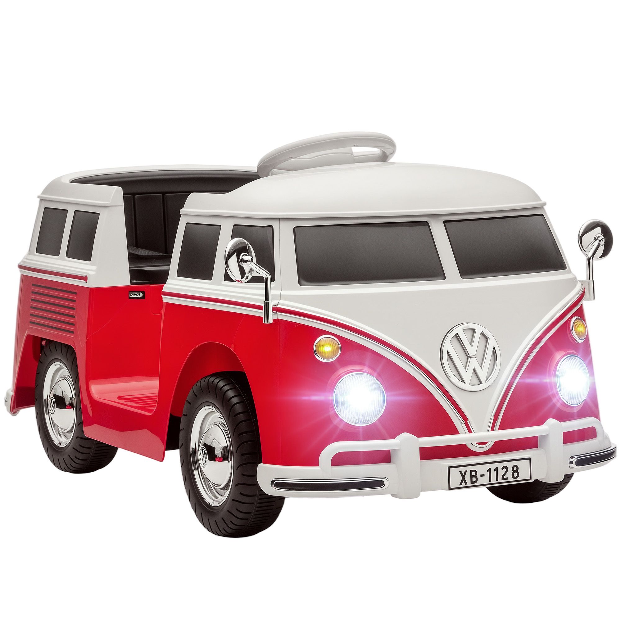 AIYAPLAY Elektrische kinderauto Volksea T1, officieel gelicenseerd, 12V elektrisch voertuig met 2 motoren, direct start.