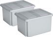 Sunware set van 2x opslagboxen 32 liter lichtgrijs 45 x 36 x 24 cm met afsluitbare deksel