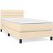 Lit simple Lit adulte sommier à lattes de lit avec matelas crème 90x200 cm tissu