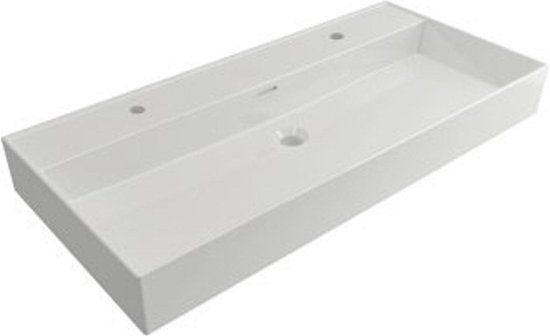 Plieger Kansas wastafel - 100x45 cm - 2 Kraangaten - Wit