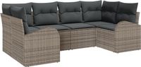 vidaXL Tuinbank Set 6-delig Grijs Polyrattan