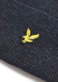 Lyle & Scott Lambswool blend ribbed beanie - dark navy marl