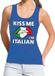 Bellatio Decorations Shoppartners Bv Kiss me I am Italian tanktop / mouwloos shirt blauw dames - feest shirts dames - Italie kleding L