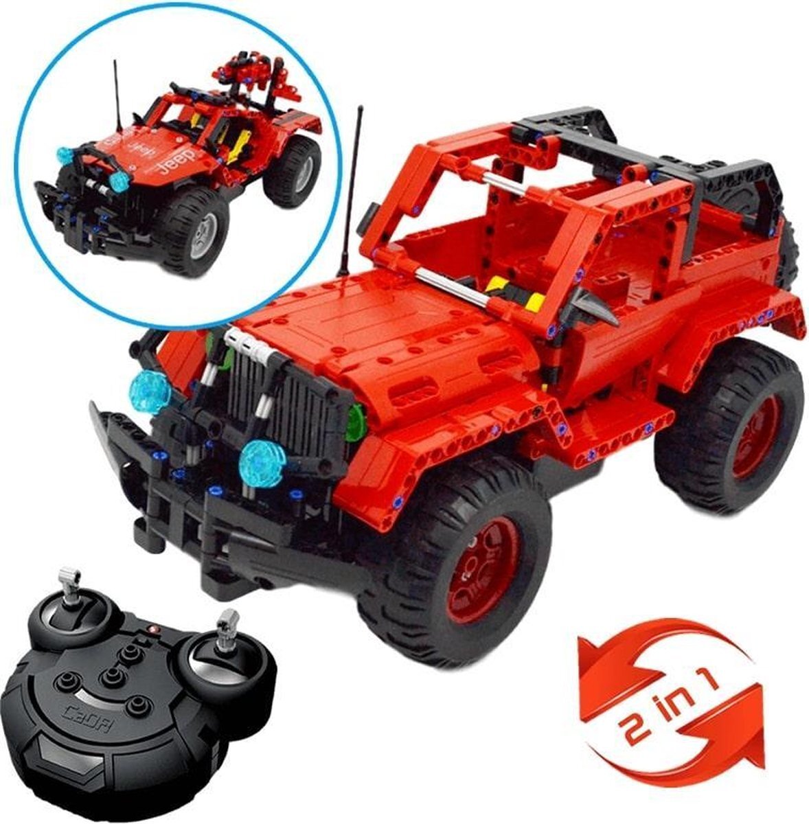 - Bestuurbare RC terreinwagen - Rood (2in1)